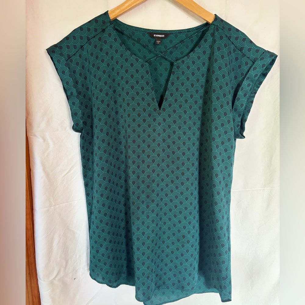 Express Teal Patterned Women's Blouse